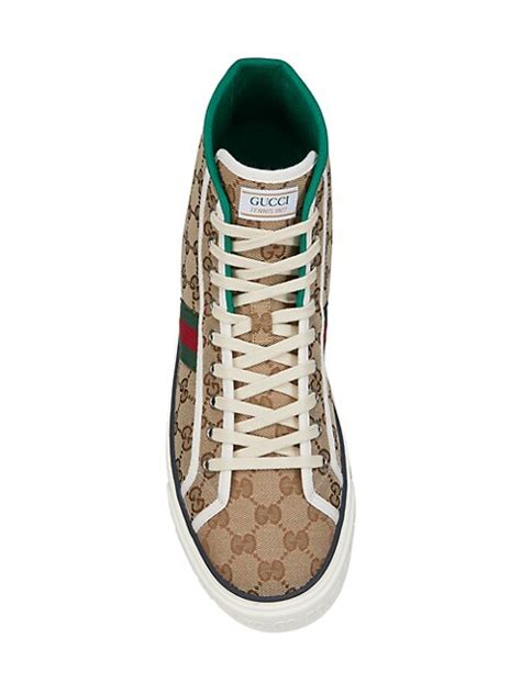 gucci tan sneakers|saks fifth avenue gucci sneakers.